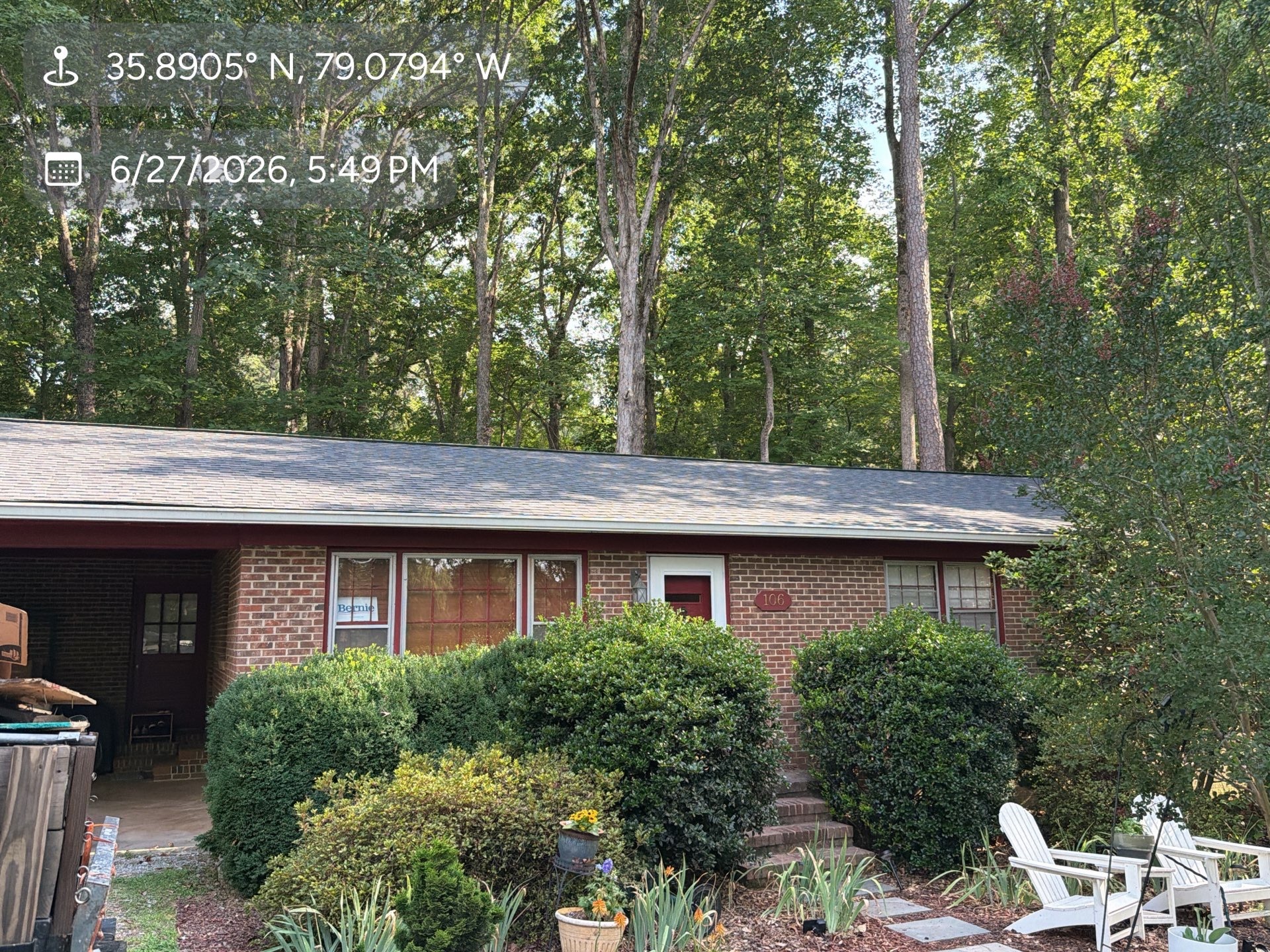 Completed roof — brick ranch home from the street
