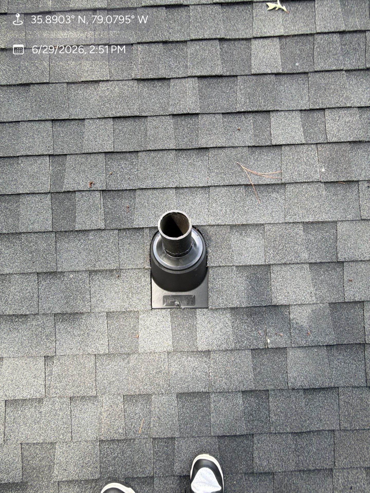 After — new pipe boot flashing installed